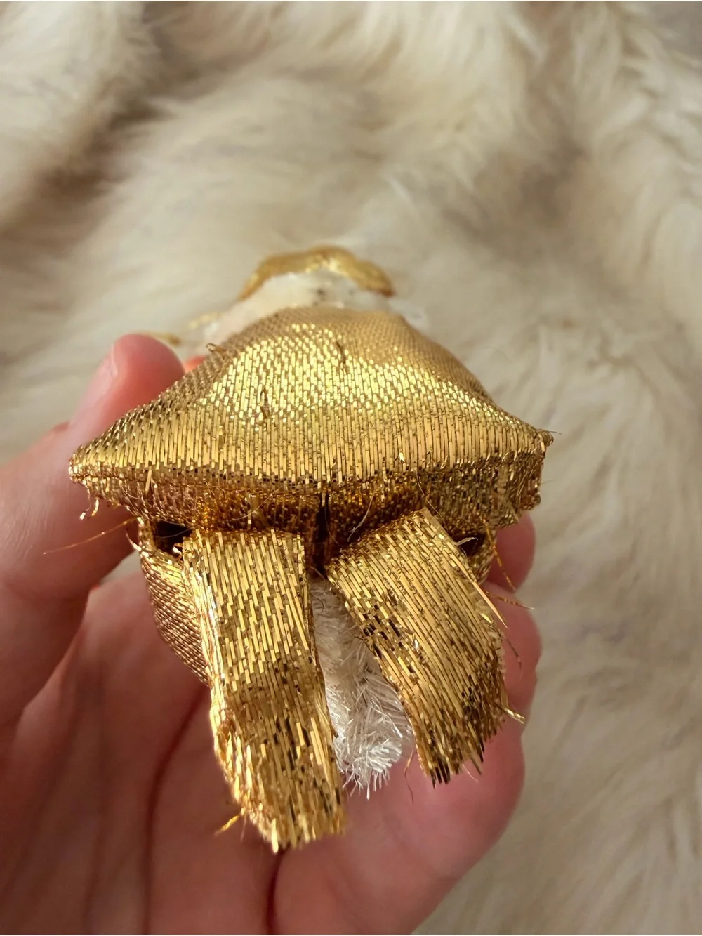 Metallic ‘Knee Huggers’ Mid century ornament (set of 2)
